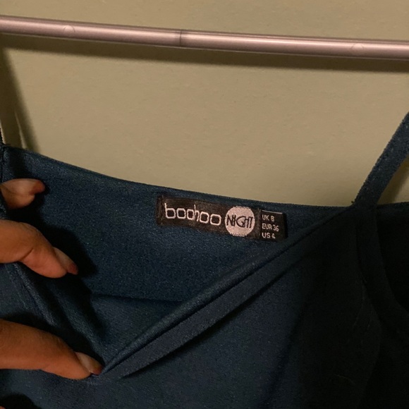 Dark teal Peplum shoulder cocktail dress - Picture 5 of 9